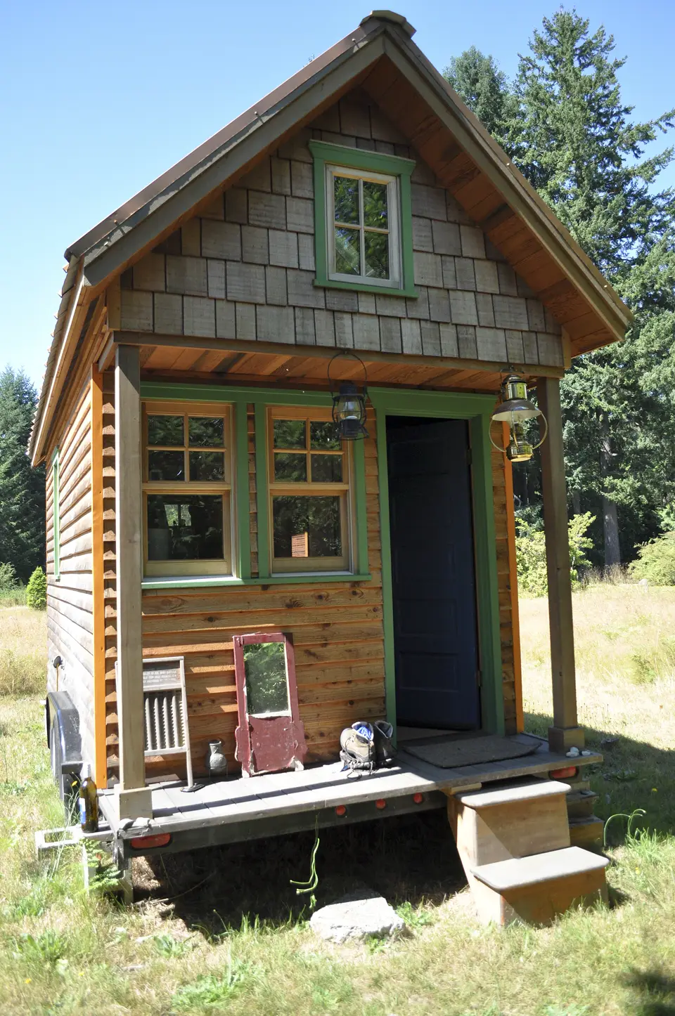 A tiny house on a trailer in Portland, Oregon